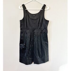 Theory satin scoop neck sleeveless mini dress black